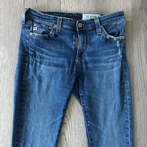 AG Adriano Goldschmied Skinny Ankle Jeans Women’s 25R Medium Wash Raw Hem 28”